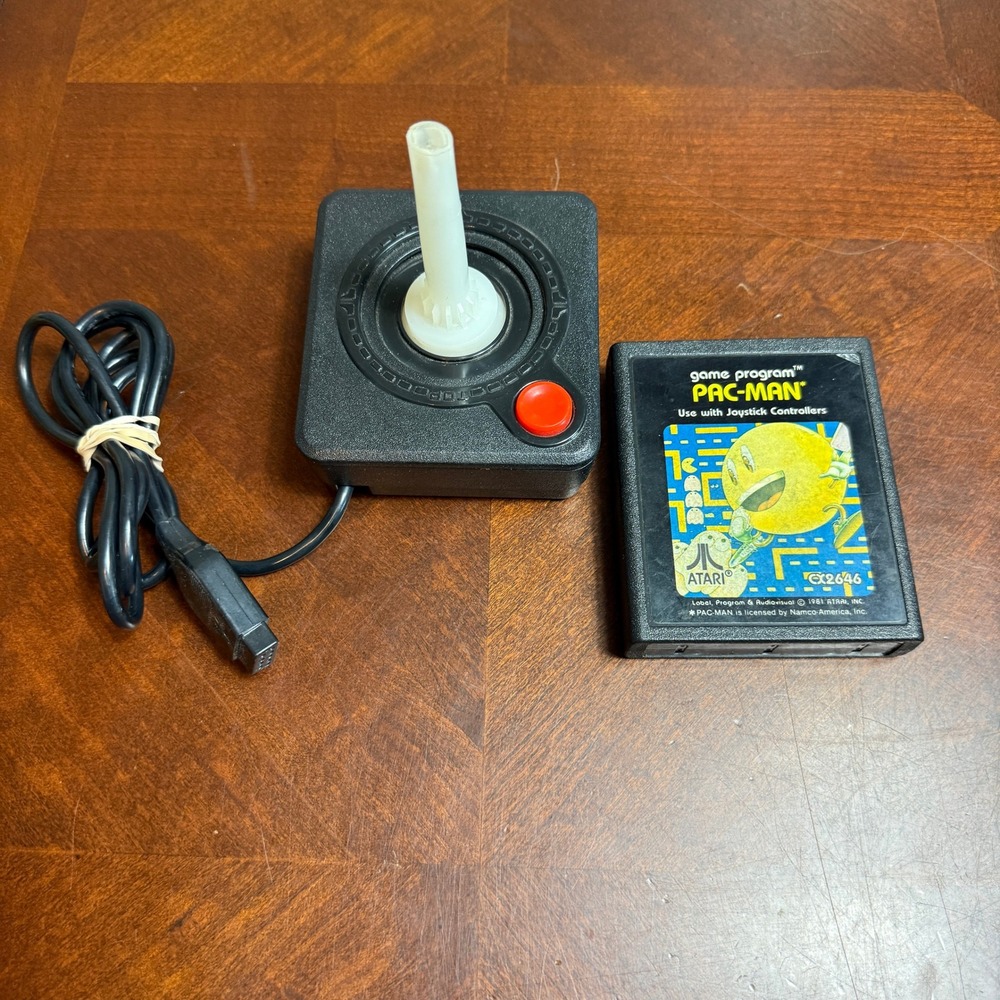 Atari 2600 Pac-Man Game Cartridge CX2646 and‎ Joystick Controller Bundle 1981